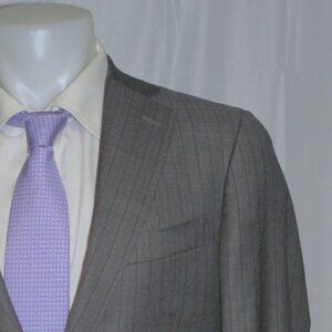 Isaia Nuovo Base S Super 130 Gray Striped Two Button Suit 38S